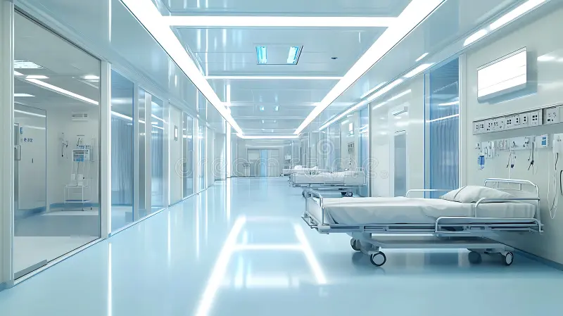 clean-hospital-corridor-rows-empty-beds-hallway-bright-airy